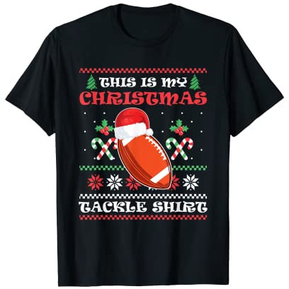 Das ist mein Christmas Tackle Christmas American Football T-Shirt