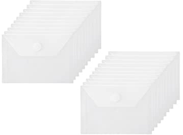 YESSART Small Plastic Envelopes File Folder 20 Pack, Clear, 3 x 5 inches
