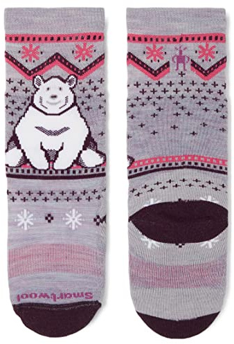 Smartwool Kids' Wintersport Polar Bear Full Cushion Merino Wool Over The Calf Pattern Socks, Purple Eclipse, Large