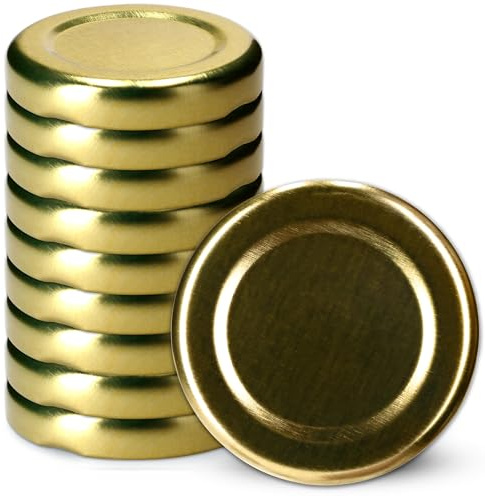 KADAX 10er Set Schraubdeckel TO43 für Gläser 43mm Gold – Twist-Off Ersatzdeckel für 40ml Mini Gläser & Probiergläser, Luftdicht & Spülmaschinenfest
