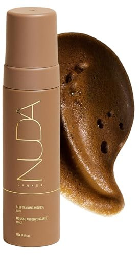 Nuda BronzeFoam Self Tanning Mousse | Lightweight, Fast-Drying & Streak-Free Sunless Tanner | Made with Niacinamide,Bakuchiol,Orchid Stem Cells, Panthenol & Ceramides | Easy to Apply (Dark,6.4 Fl Oz)