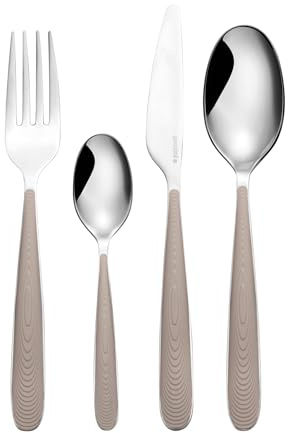 Guzzini - JUST Set 24 Posate per 6 Posti Tavola, in Acciaio Inox - Grigio Tortora - 122900158