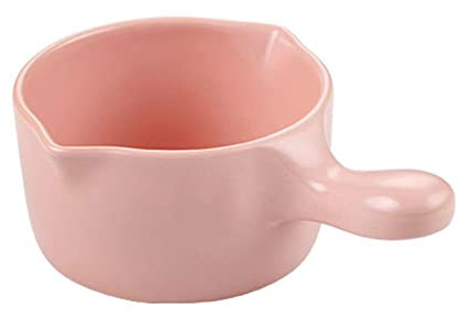HXSMOZ Japanese Ceramic Small Milk Pan with Pouring Lip, Small Casserole, Solid Color Saucepans, for Cooking Milk, Porridge, Complementary Food-Pink-800ml