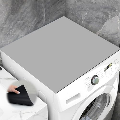 Housse Machine a Laver 60×60 cm, Housse de Protection Dessus Machine à Laver Découpable pour Machine à Laver Ou Sèche-Linge, Housse de Machine à Laver Gris