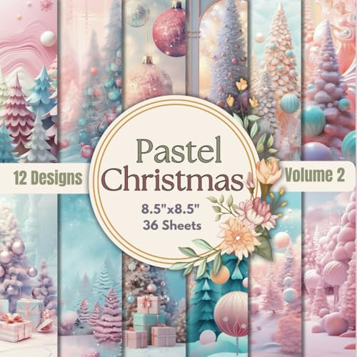 Pastel Christmas Scrapbook Paper Craft Pad - Vol 2: 12 X'mas Designs, 36 Double-Side Sheets (3 Sheets Per Design). 8.5x8.5 Size Scrapbooking Paper ... Junk Journal, Decorations, Collage & More