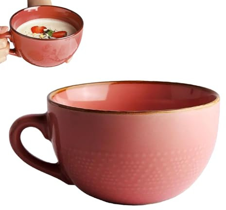 Taza de cerámica de 700 ml, cuenco para cereales con asa, cuenco para ensalada, taza de té y cuenco de porcelana para regalo