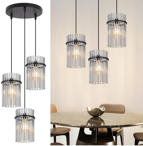 Lichtmaler Matsalslampa Svart 3-armig Vintage E27 Pendelarmatur