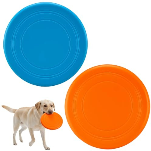 DtgEcd Frisbee dog toy，Dog Frisbee, Frisbee Dog Toy 2-Pack, Durable and Lightweight Flying Disc for Dogs, 17.8 cm Diameter, Perfect for Outdoor Play and Training