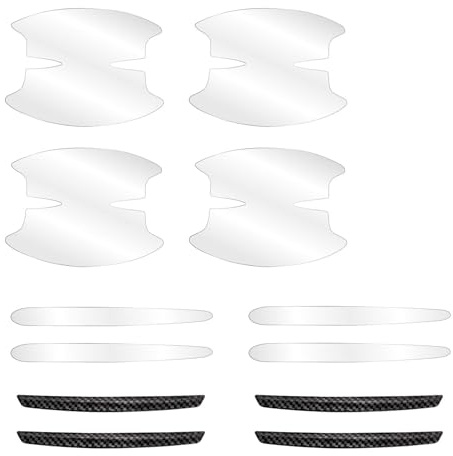 Set di 12 protezioni trasparenti per portiera dell'auto, in PVC e resina epossidica, pellicola protettiva autoadesiva trasparente per maniglie delle porte, impugnature, specchietti retrovisori e