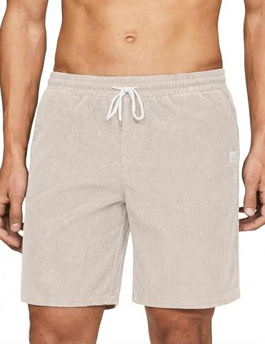 iClosam Bermuda Homme Velours Côtelé Respirant Slim Fit Beige M
