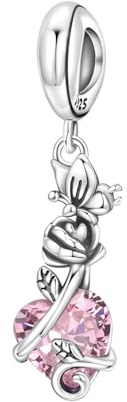 Berlock i 925 sterlingsilver – Blandade blom- och säsongsbetonade hängen och pärlor till armband – Fjärilsros, tulpan, liljekonvalj, lönnlöv, höst, irisdesign