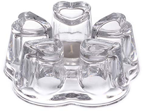 Stövchen/Glasstövchen/Teewärmer/Speisenwärmer aus Glas mit 5 Auflageflächen in Herzform, Original Aricola®