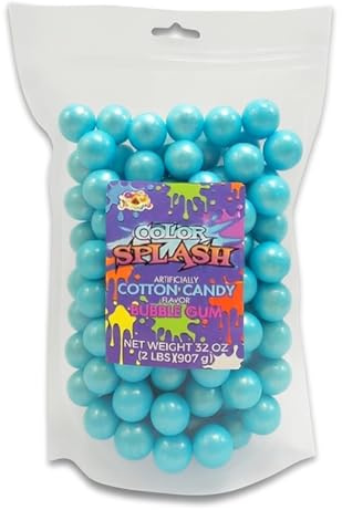 ALBERT'S Candy ColorSplash Bubble Gum Balls for Chewing, 1 Inch, Pearl Baby Blue, Cotton Candy Flavor, Party, Events, Weddings, 2 Pounds