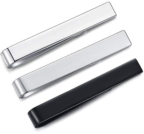 HONEY BEAR 3/6 Stück 4cm Herren Kinder Krawattennadel Set Krawattenklammer für schmale Krawatten Edelstahl Tie Clip,MEHRWEG (3 Stück für schmale Krawatten ohne Box C)