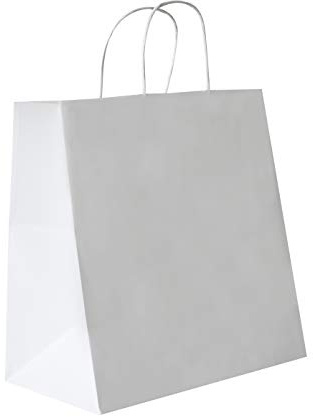 Carte Dozio - Shopper in Kraft con fondo quadro, color Bianco, maniglia ritorta, f.to cm 27+17x29, cf 50 pz