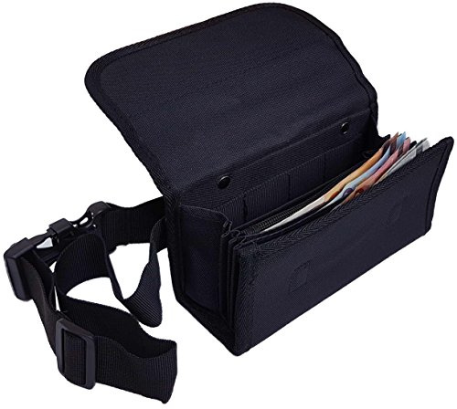 CLAIRE-FONCET Riñonera de Camarero de Lona Negra, Monedero de Camarero,1 Bolsillo Zip Interior, Vendido sin Dispensador/Distribuidor/Clasificador de Moneda, Cierre Magnético