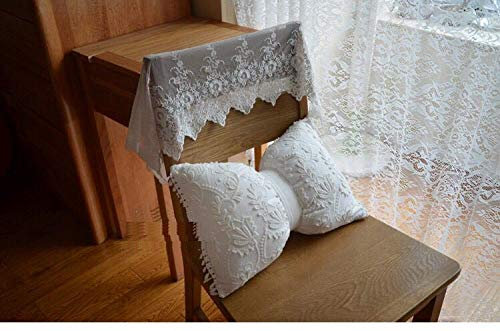 Cojín con lazo para cama, fundas de cojín victorianas, fundas de cojín de encaje, funda de cojín bordada blanca, fundas de cojín de lino con flores (bordado 3D mariposas, S 30 x 38 cm)