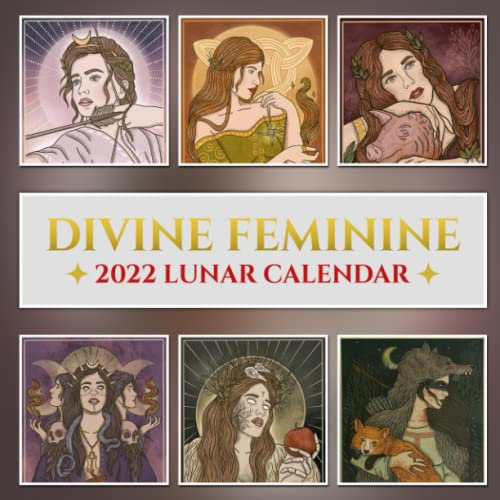 Divine Feminine 2022 Lunar Calendar: Illustrated Spiritual Pagan Goddesses Moon Phase Astrology | Squared Monthly Mini Planner Zodiac Signs Pictures For Teens And Adults Kalendar calendario calendrier
