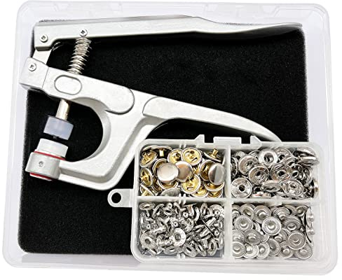 Anorak Druckknöpfe mit Zange, Metall Druckknöpfe, Ø12,5mm Silber Druckknopf Set für Lederhandwerksjacke Handtasche Brieftasche