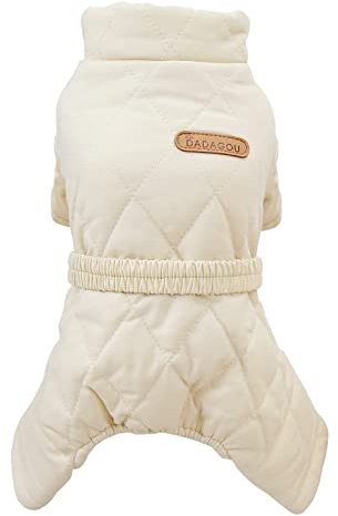 Izefia Hundemantel Winddichte Jacke Kalter Wettermantel 4 Beine Warmer Hundeoverall Dicker Wintermantel Schneefeste Kleidung Hundemantel aus Baumwolle für Kleine Hunde Mittlere Katzen