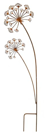 Bornhöft Piquet de jardin en forme de pissenlit en métal rouillé - Décoration de jardin - 116 cm