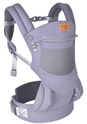 vrbabies Babytrage für Neugeborene ab Geburt, Weich Atmungsaktiv Babytrage mit verstellbarem Hüftgurt Schulterriemen und Kapuze, Schwarz Baby Trage Vorne und Hinten Tragen für Babys 4-16kg