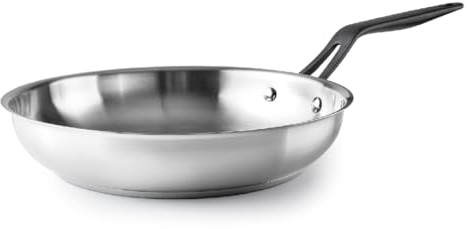 LACOR - 47318 - Padella Origin, Acciaio Inox 18/10, Fondo Diffusore di Calore Sandwich, Manico in Acciaio Inox Rivestito PVD, Adatto all'Induzione, Lavabile in Lavastoviglie, Adatto al Forno, Ø18cm