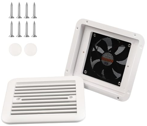 MaxEarn Ventilatore di scarico per roulotte, camper, ventilatore da tetto reversibile, Max Air per ventilatore da tetto con zanzariera, ventola silenziosa, ventilatore laterale (bianco)