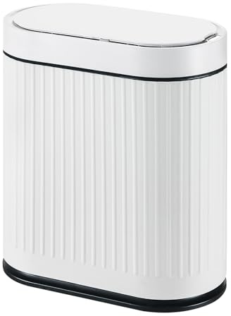 SYNCVIBE Bathroom Sensor Trash Can with Lid Automatic 2 Gallon Smart Garbage Can Bathroom Decor, 7.5 Liter Small Trash Bin, Motion Sensor Waterproof Wastebasket for Office, Bedroom, White Black