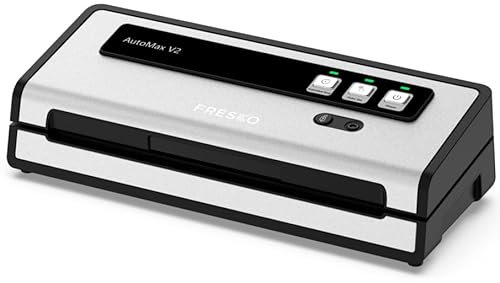 FRESKO Envasadora al vacío Automática, 140 W con Doble Sellado Térmico, Modo Húmedo/Seco, Operación con una Sola Mano,Bloqueo Automático, 10 Bolsas Precortadas (Automax V2)