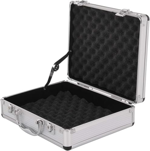 JF HOME BLISS Silver Aluminum Flight Case with Foam Insert – 280x230x90mm, Portable & Lockable Protective Storage Box for Instruments, Valuables, Tools – Waterproof & Dustproof