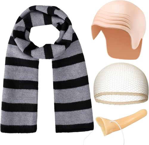iZoeL Halloween Disfraz Hombre G ru Calvo Disfraz Gorro Calvo Bufanda Nariz Larga Películas Famosas Accesorio Disfraces Traje Hombre Carnaval Halloween Fiesta Temática Disfraz