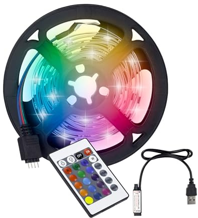 Generico Striscia LED RGB con Telecomando, Luci LED USB Multicolore Regolabili, Striscia LED Decorativa per TV, Camera, Gaming e Arredo Casa, Facile Installazione