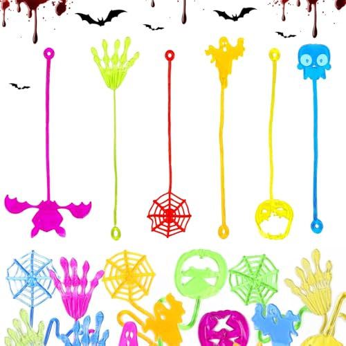 Klebehand Spielzeug für Halloween, 36 Stück Halloween Klatschhand Kinder, Klatschhand Glibber, Bunte Glibberhand Mitgebsel, Klebrige Gummihand, Bunte Klebrige Spielzeug, Geeignet für halloween
