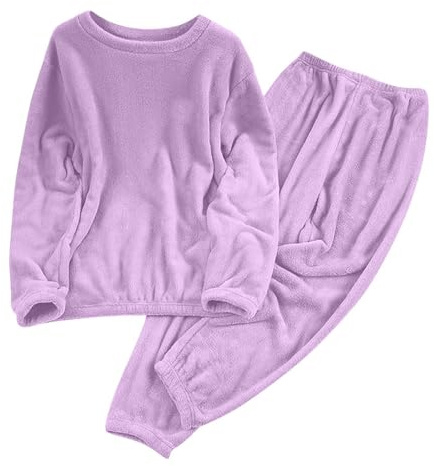 Ensembles De Pyjama Femme Polaire Hiver Hauts De Pyjamas Manches Longues Col Rond Décontracté Bas De Pyjama Pilou Flanelle Doux Et Confortable Ensembles De Vêtements D'Intérieur Pour La Maison