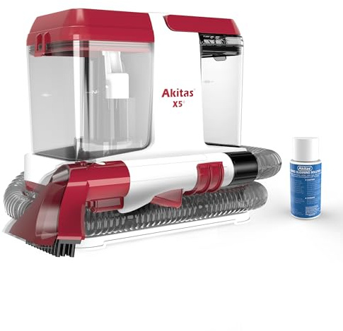 Akitas X5 lavatappezzeria per tappeti e imbottiti, con detergente concentrato da 30 ml, doppio serbatoio, autopulizia, leggero per macchie di animali su divani e auto