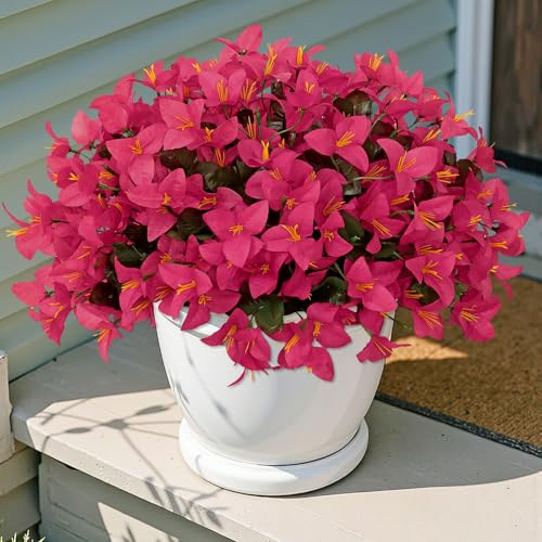 SOMYTING 4 buntar av konstgjorda blommor som riktiga artificiella blommor Artificiell Bougainvillea Balkongväxter Väderbeständiga silkesblommor Artificiell bukett för inomhus utomhus balkongträdgård