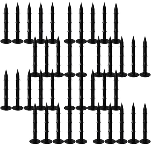 GALPADA Estacas de Plástico para Jardín 16 Cm, 100 Unidades Negras, Clavos de Tierra para Césped, Redes y Lonas, Herramientas de Fijación para Exteriores y Paisajismo