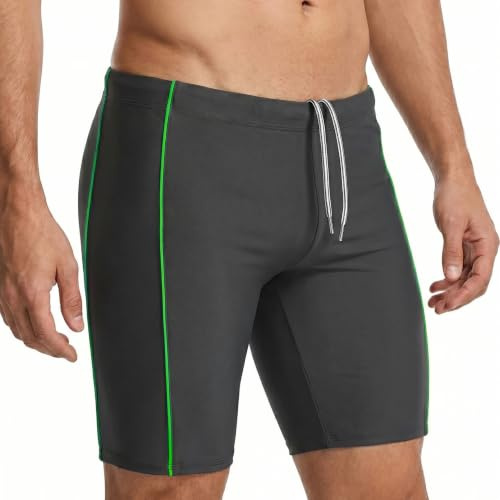 MANA MANA Maillot de Bain Homme Jammer Long, Short de Natation Moulant Homme Séchage Rapide Résistant au Chlore avec Protection UV, Taille Élastique et Cordon, pour Piscine Plage Training