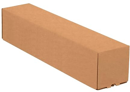 BOX USA Cardboard Box 18L x 3W x 3H, Pack of 25 | Poster Tube for Mailing and Storage of Blueprints, Artwork, Crafts, Long Art Holder, 18 inches