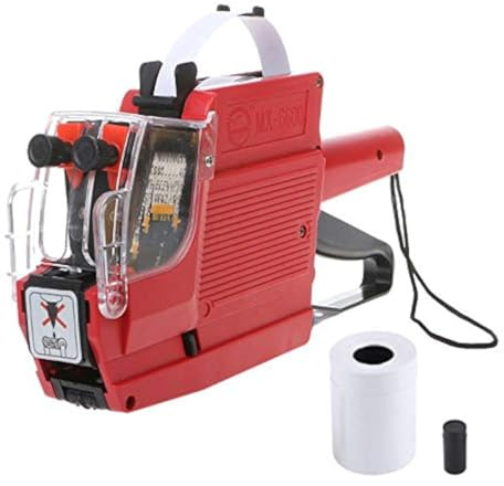 Zeerkeer Price Gun MX-6600 Price Tag Gun with Labels and Ink Roller, 2 Line 10 Digits Price Label Gun for Office, Retail Shop, Grocery Store, Organization Marking(Red)