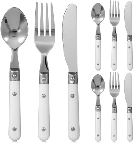 Hemoton 9 Piece Kids Silverware Set Stainless Steel Toddler Utensils Safe for Preschooler/Children, Includes 3 Forks 3 Spoons 3 Knives, Children Flatware Cutlery, Mirror Polished, Dishwasher Safe