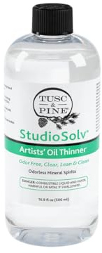 Tusc & Pine StudioSolv™ Odorless Mineral Spirits 16.9oz (500ml) - Purified Odor-Free Spirit Solvent for Thinning Oils, Artists, Painting Thinner, Professionals, & More!