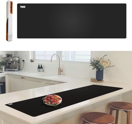 49.2 x 15.7 Large Silicone Mat for Kitchen Counter Protector, Cuttable Silicon Countertop Protector Mat Heat Resistant Mats for Countertop, Cut to Fit Placemat Ship Roll by Foepoge, Black