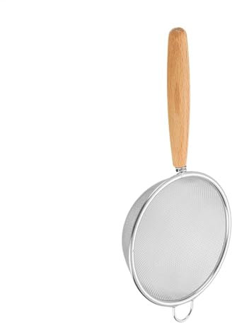 Setaccio a rete – In acciaio inox 304 con manico in legno | Setaccio drenante a lunga durata | Set di setacci e colino per cucinare e cuocere al forno