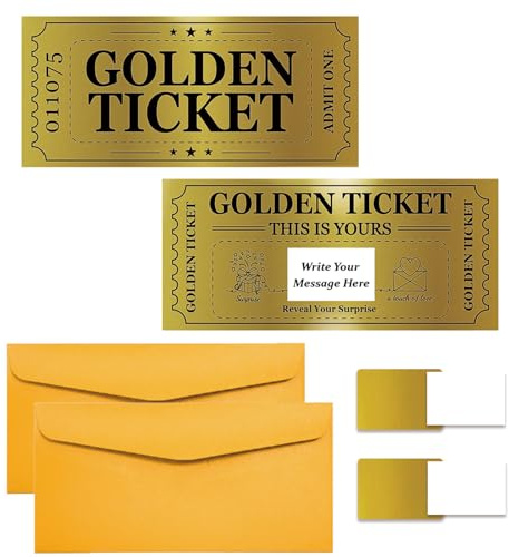 PLIGREAT Pack de 2 billetes dorados con sobres, tarjetas para rascar, regalo sorpresa, revelación, escribir tu propia tarjeta, tarjetas para rascar para cumpleaños, vacaciones, pequeñas empresas,