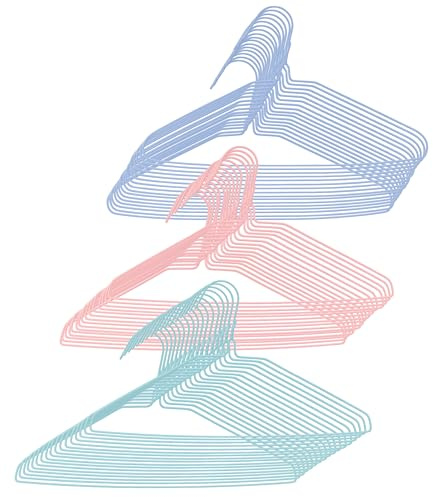 Grucce Appendiabiti Salvaspazio Sottili, Set da 50 PZ, Stampelle Armadio Resistenti per Camicie, Pantaloni e Vestiti, Appendini Leggeri per Adulti e Bambini, Colori Rosa e Azzurro