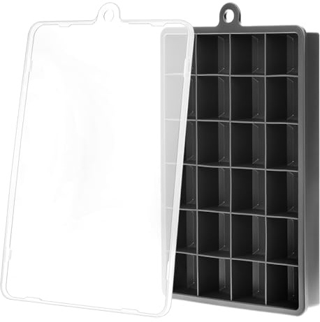 QWORK® 3 Pièces moule à glacons en silicone, 24 cavités avec couvercle, pour cocktails, whisky, café