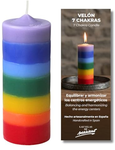 Le candele di Mariano Velone di preghiera artigianale, 14 cm x 5,5 cm, per rituali e protezione (7 Chakra)