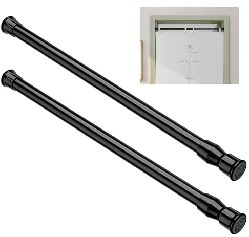 2 Piezas Barra de Tensión Telescópica 40-70 cm, Barra Cortinas Extensible, Barras Extensibles para Cortinas, Barras de Cortina de Tensión Pequeñas, para Cocina Baño Armario y Ventana (Negro)